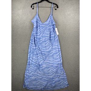 Spiritual Gangster Women’s XL Animal Print Crepe Maxi Slip Dress Light Blue NWT